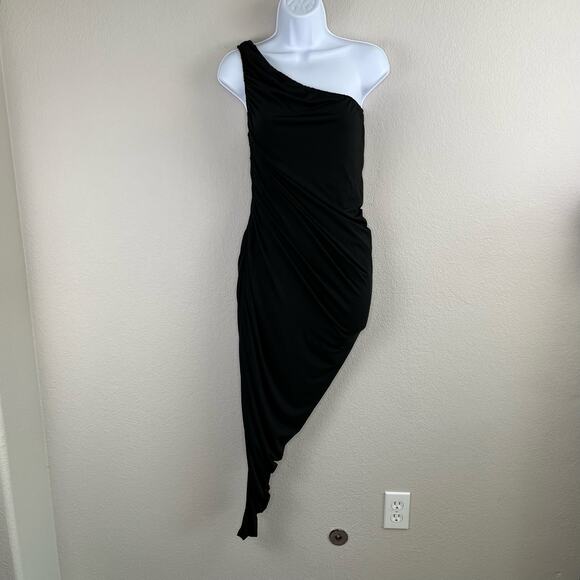 Steve Madden Ayana Black Asymmetric One Shoulder Midi/Mini Dress Large NWT - Picture 16 of 16